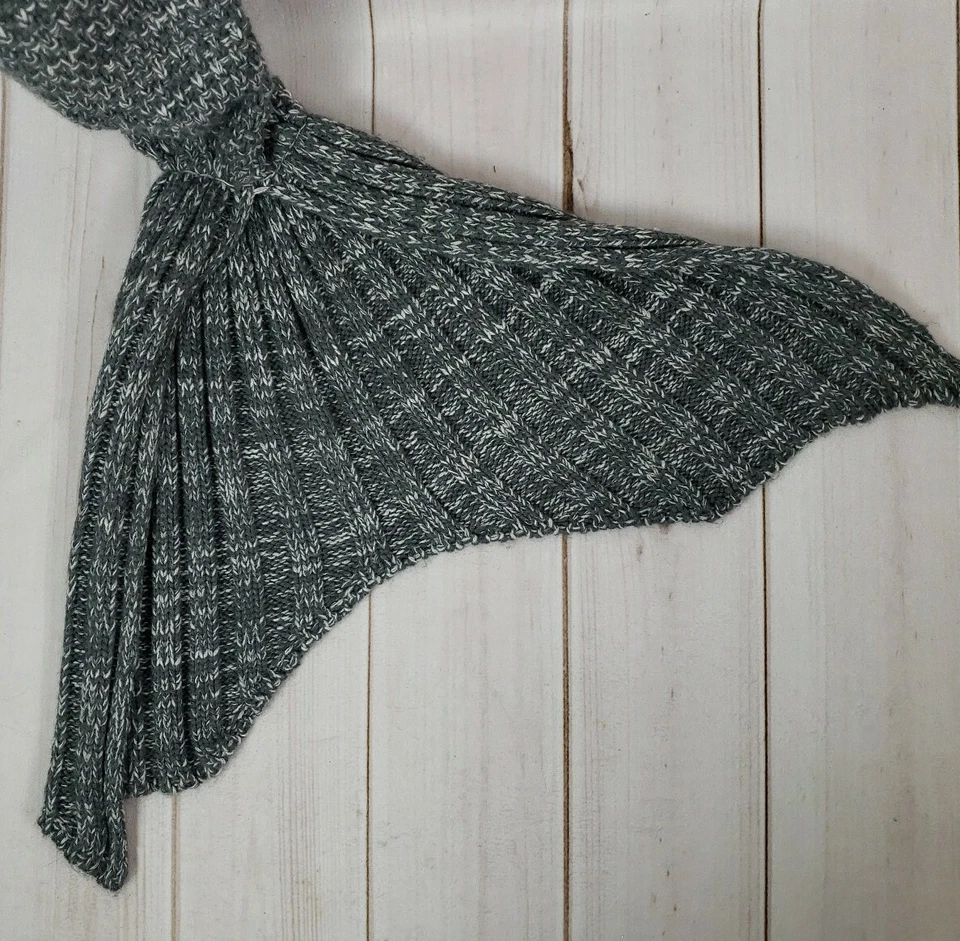 "Manta cola de sirena tejida ganchillo gris edredón alfombra lapgana fingir 60"" de largo" Foto 2 de 4