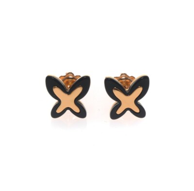 New In Box Mimi Milano 18k Rose Gold Onyx Earrings $1840