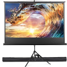 Projector Screen with Tripod Stand 84 inch 16:9 4K HD Wrinkle-Free Movie Screen