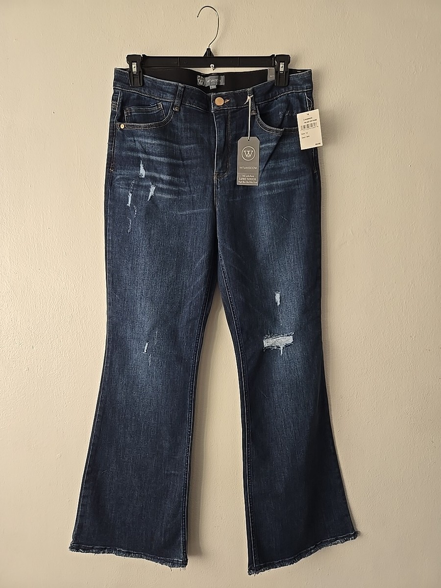 Wit Wisdom 'Ab'Solution High Waist Itty Bitty Bootcut Jeans Size 14 Dark  Wash