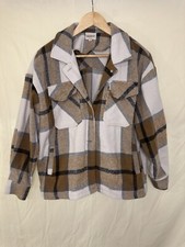 Fall Plaid Shacket w/ Pockets Women s S Brown Multi