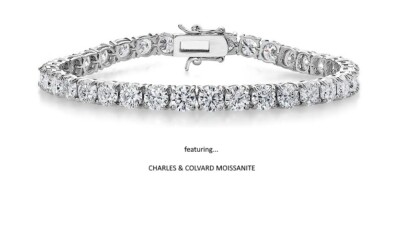 15.00 CARAT CHARLES & COLVARD MOISSANITE BRACELET IN 925 STERLING SILVER