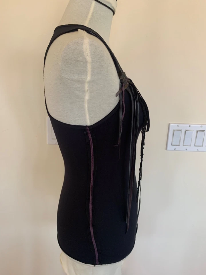 Blusa sin mangas KAREN MILLEN Inglaterra para mujer espalda corredora tirantes detalle borlas talla 6 Foto 4 de 4