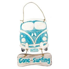 Gone Surfing, Surf's Up Wood Sign With Rope Hanger