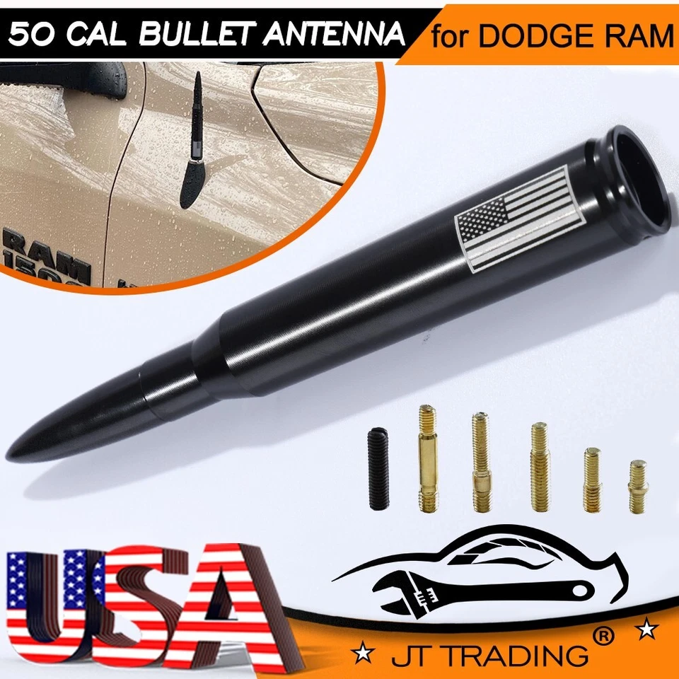 USA Flag 5.5 in Black Bullet Antenna Mast Radio For DODGE RAM 1500 / 2500 / 3500 - Image 2 of 4