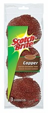 Scotch-Brite Scouring Pad, 3"L, Copper Coated, PK3-------V28