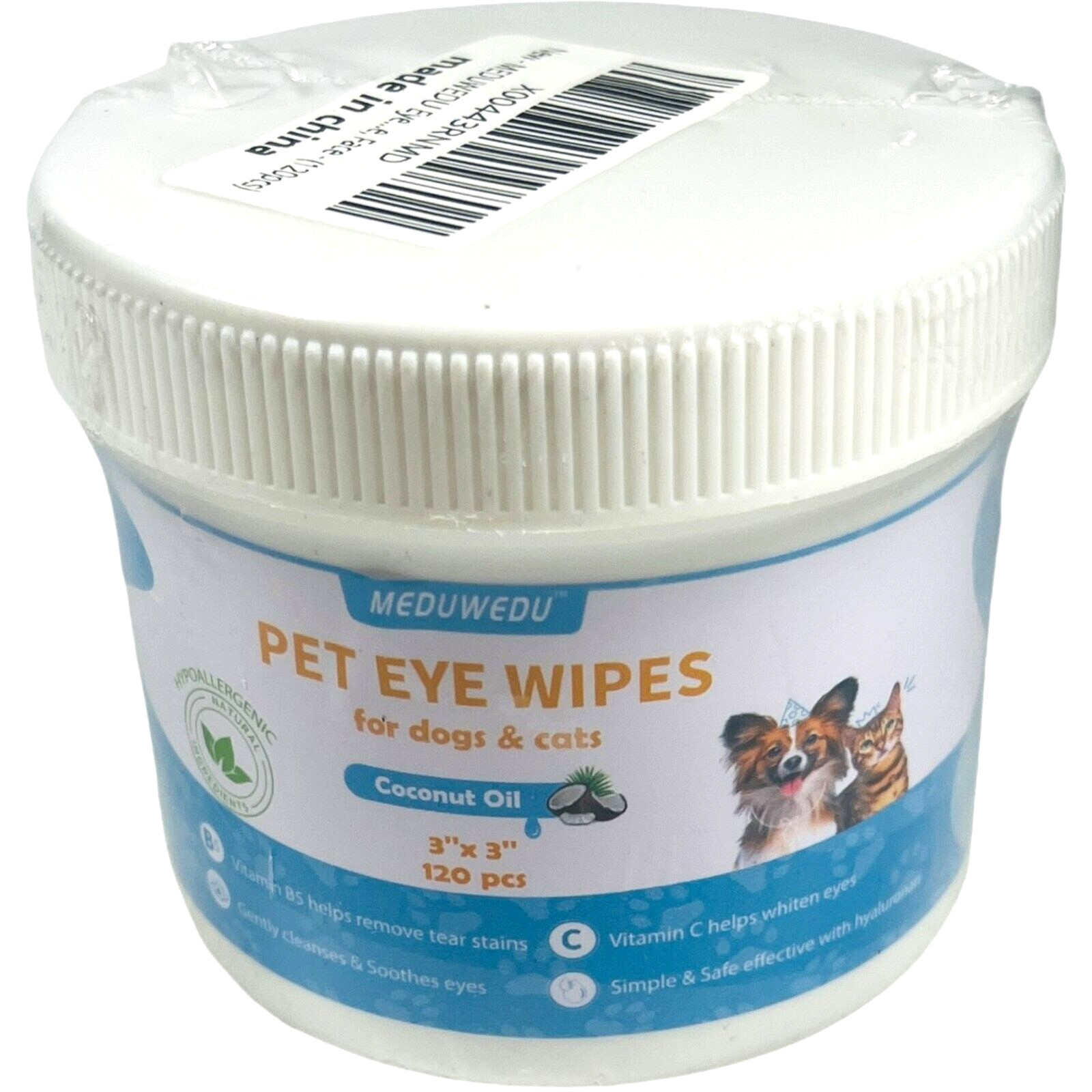 Meduwedu Pet Eyes Wipes for Dogs & Cats 120 Wipes - EX 05/26