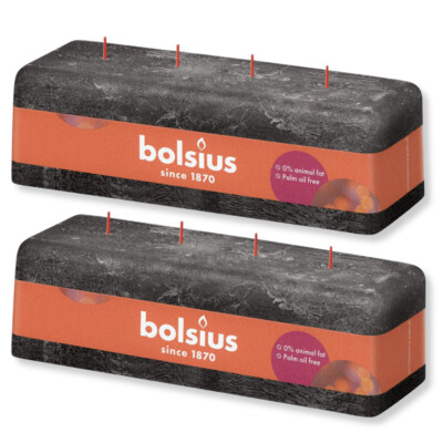 2x Bolsius 4-Docht Kerzen 250x80x90mm Rustic Stumpenkerzen Mehrdochtkerze B-Ware