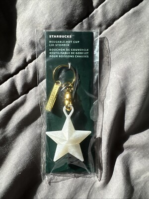 #ad #ad 2024 STARBUCKS HOLIDAY Reusable White Star HOT CUP LID STOPPER $7.89