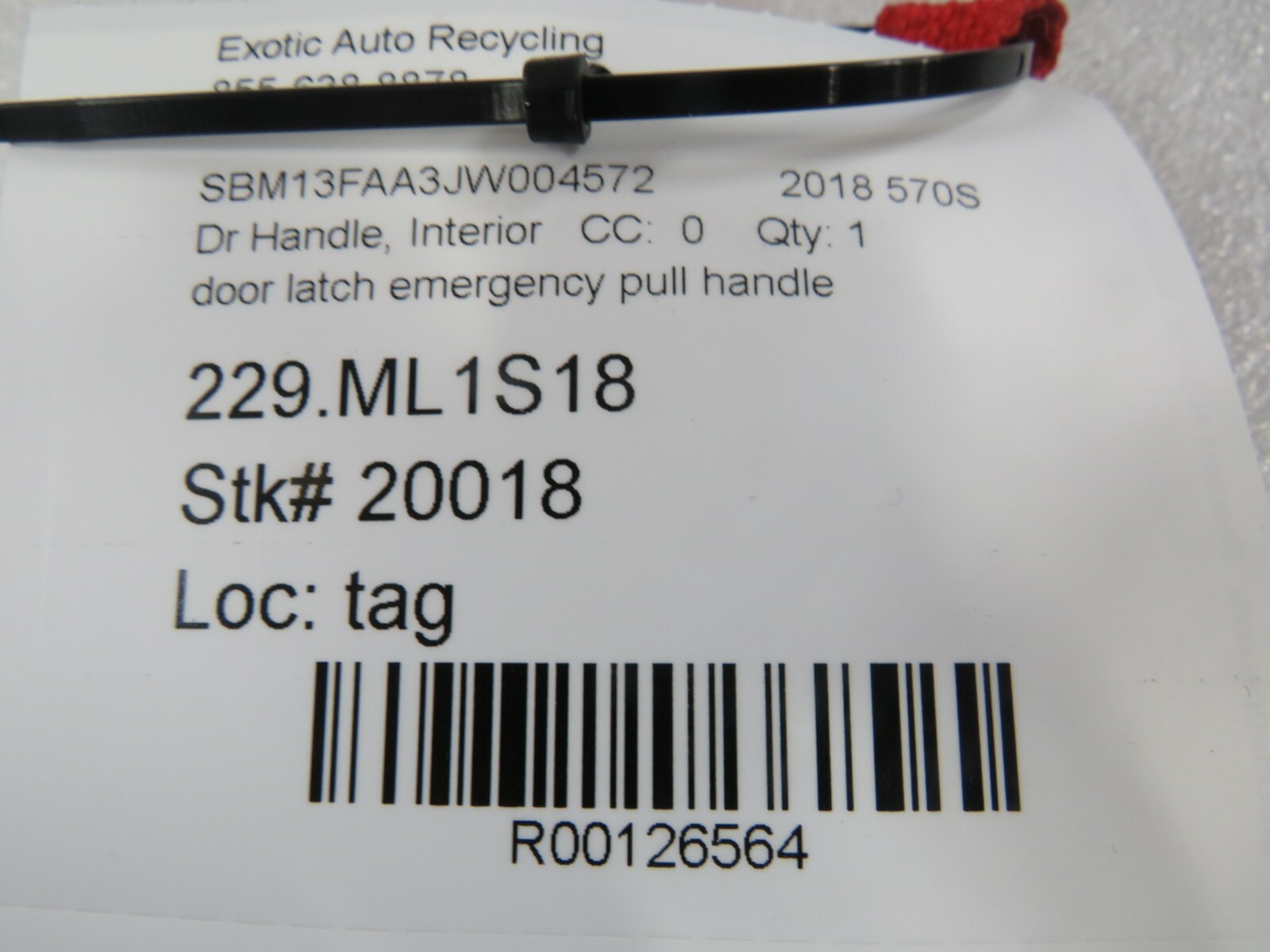 Mclaren 570s, Door Latch, Emergency Pull Handle, Used