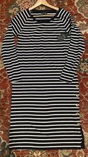 RALP LAUREN NAVY BLACK AND WHITE STRIPES GOLD BUTTONS WOMEN'S DRESS SIZE M