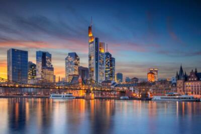 Wandbild: Frankfurt am Main, Deutschland. Stadtbild der Skyline von [...]