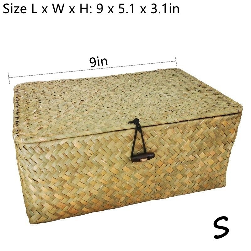 Woven Wicker Storage Bins with Lid&Lock Seagrass Shelf XMAS Hamper Basket
