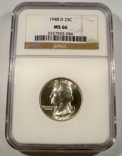 1948-D NGC MS66 WASHINGTON QUARTER 25c SILVER MS 66