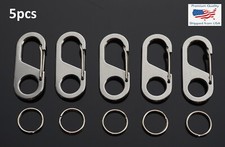 5pc Stainless Steel Carabiner Key Chain Clip Snap Hook Quickdraw Keyring Silver
