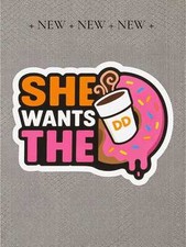 Funny Coffee  Donut Sticker or Magnet    She Wants the D    Playful Breakfast D