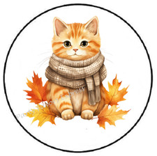 AUTUMN CAT KITTEN ENVELOPE SEALS LABELS STICKERS PARTY FAVORS