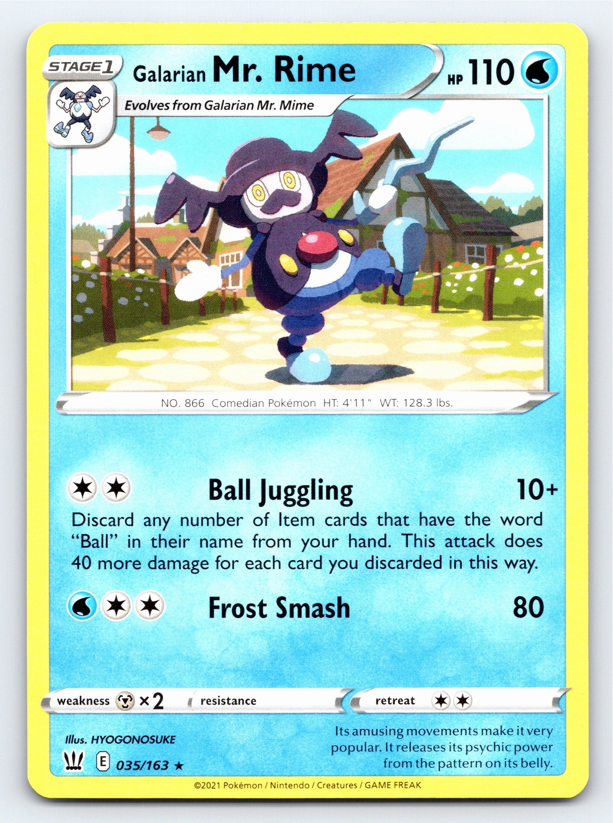 Galarian Mr. Rime 035/163 Rare Battle Styles Pokemon Card - NM