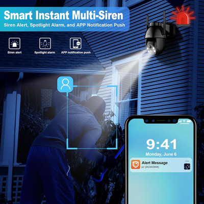 Solar Security Cameras Wireless Outdoor, 2K Battery Powered PTZ Wifi 3MP Indo...