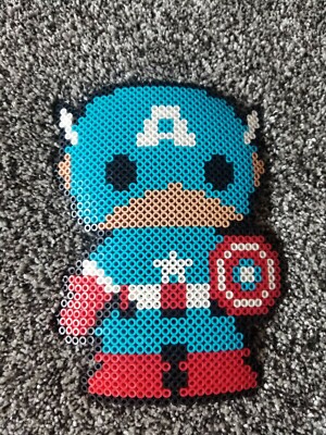 Perler Beads Captain America 8” Figure Handmade