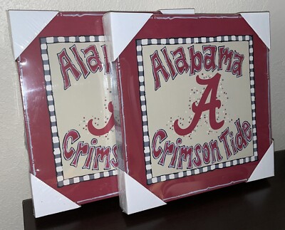 (2) New University Of Alabama Crimson Tide 12x12 Stretched Canvas by Glory Haus