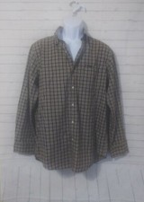 Men's CHAPS Easy Care Brown Plaid Button Down Shirt, Size M
