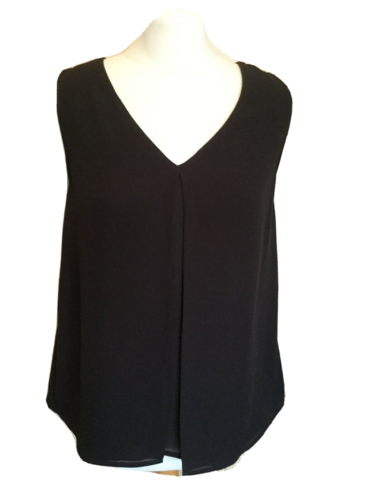 Charcoal Black Chiffon Sleeveless Top - Front Pleat Down Centre - H&M - Size 6 - Picture 2 of 9