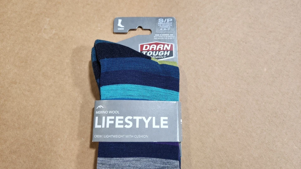 Darn Tough Women's Mystic Stripe Crew Lightweight Lifestyle Sock Dark Teal Small - Image 2 of 3