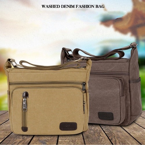 Men Canvas Bag Travel Hiking Cross Body Shoulder Bag Messenger Retro AU - Foto 10 di 18