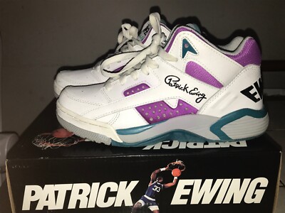 Patrick Ewing Mens Athletics Wrap Mid Sneakers 1Ew90104-186 White/Grape Size 7