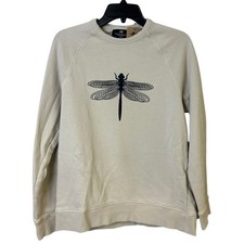 Upcycled Hand Printed Womens Medium 100 Cotton Dragonfly Long Sleeve Sweatshirt