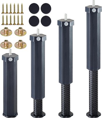 4 Pieces 12 Inch Bed Legs Replacement for Adjustable Bed Frame Base, Felt Bottom