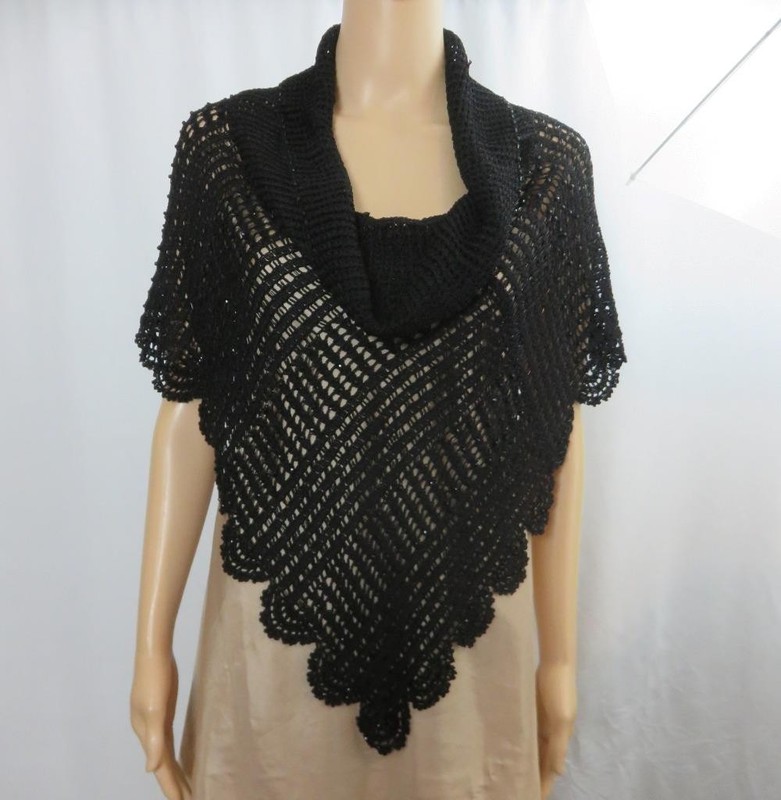 NEW St John Evening Black Beaded Crochet Wrap Shawl Shrug NWT $345