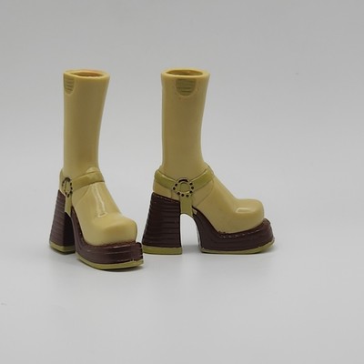 MGA Bratz Doll Replacement Shoes TAN & BROWN TALL BOOTS Bratz Brats SHOES #1