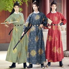 Chinese Style Hanfu Dress Men Women Tang Dynasty Round Collar Robe Man Cosplay