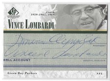 2002 SP Legendary Cuts Autographs Vince Lombardi Cut Auto SP /240