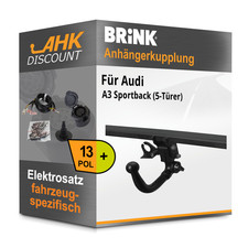 Für Audi A3 Sportback 19- BRINK Anhängerkupplung abnehmbar + 13polig E-Satz AHK