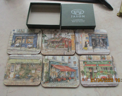 Jason 6er Set Untersetzer Brandneu 9x11cm 3,5x4,5'' Cafe Szenen