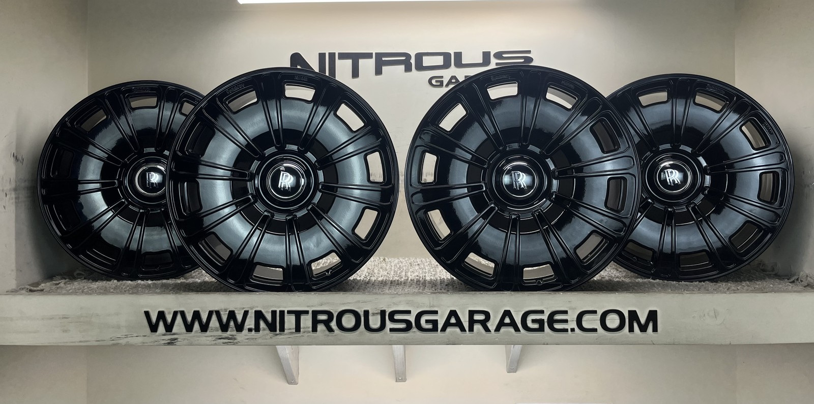24" NG Forged Rolls Royce Cullinan Full Face Wheels W/ RR floater caps Black 52A