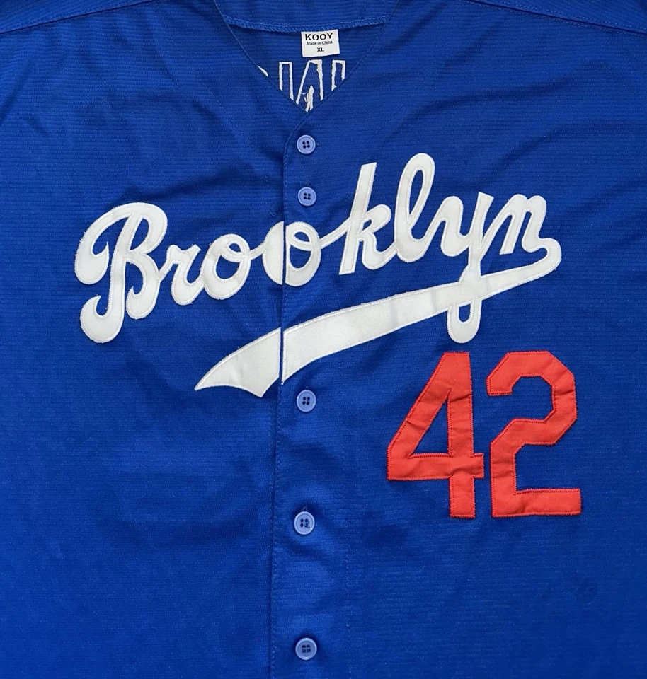 Camiseta Jackie Robinson #42 Brooklyn Dodgers Talla XL Azul COSIDA LETRAS Kooy Foto 3 de 4