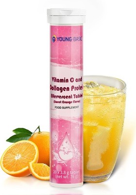 9 Young-Basic Vitamin C Effervescent Tablets with Collagen 1 Pack 20 Tablets
