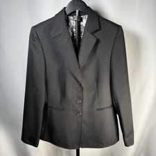 Tahari Arthur S. Levine Women  s Textured Chevron Black 3 Button Blazer Jacket 10