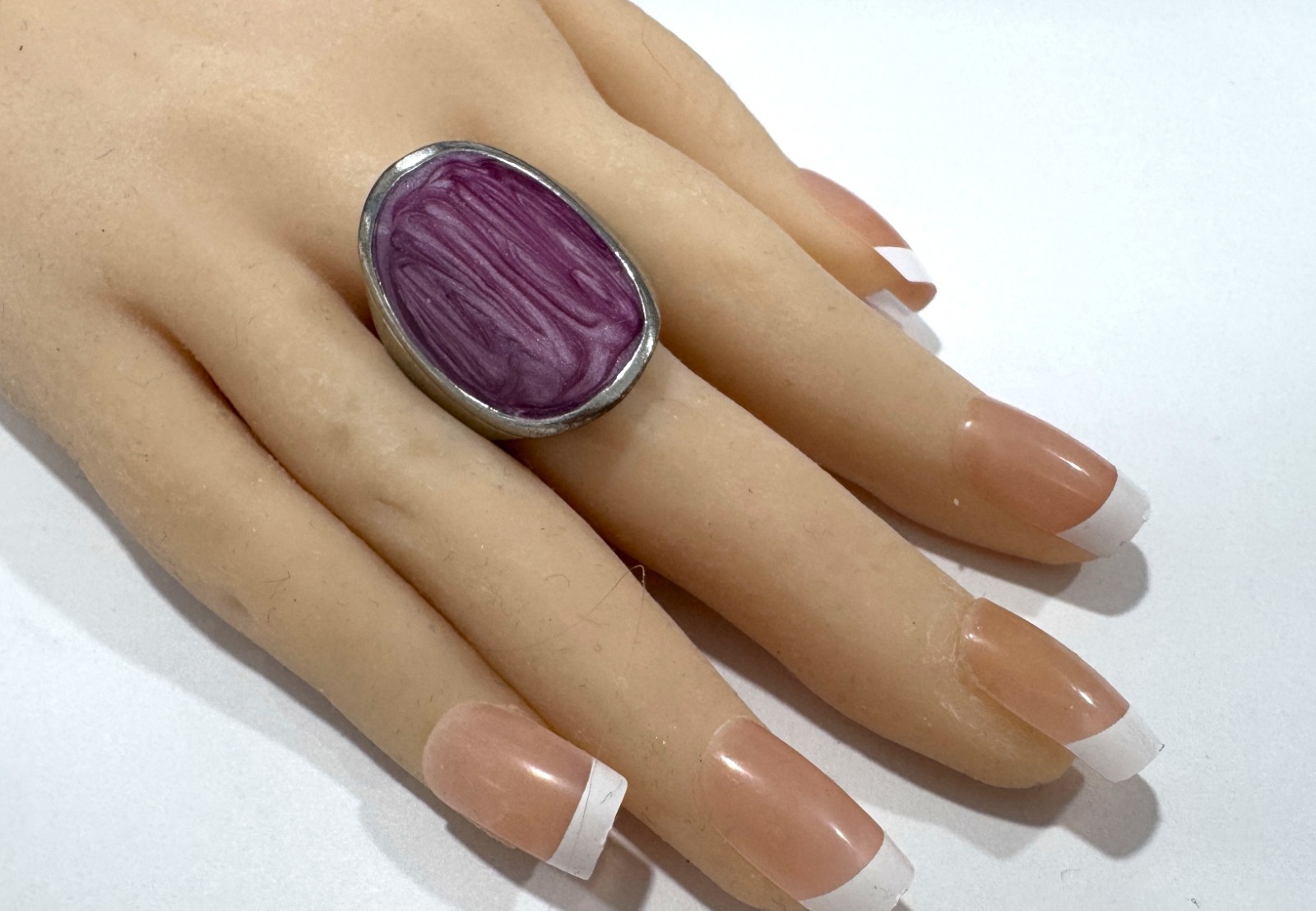 Artisan Ring Large Purple Stone Statement Ring Si… - image 3