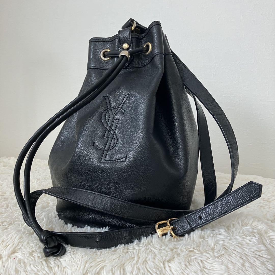 Borsa a tracolla Yves Saint Laurent borsa con coulisse in pelle nera autentica