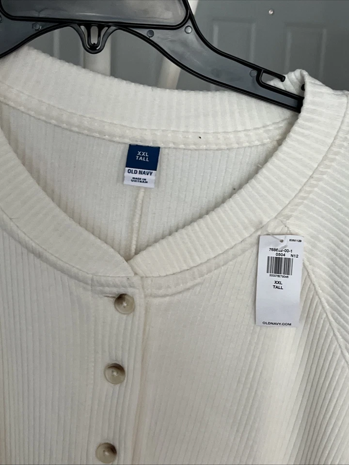 Mameluco de pijama Henley de franela polar liso marfil azul marino antiguo talla XXL Foto 3 de 4