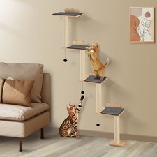4 Tiers Cat Tree, Cat Wall Furniture Set with 4 Jumping Boards, Wall-Mounted Cat