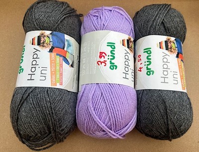Restposten 300g Gründl Happy Uni Farbe Nr. 31 + 48 anthrazit lila Universalgarn 