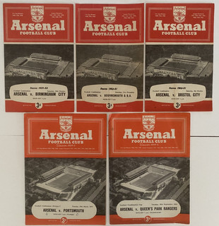 Arsenal Reserve Football programmes 1954 1960 x 5 Football Combination/Cup