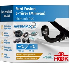 ANHÄNGERKUPPLUNG für Ford Fusion JU 05-12 starr HOOK +13pol E-Satz spezifisch