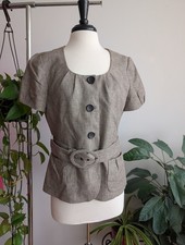 vintage y2k Banana Republic linen jacket 12 twee belted blazer office siren